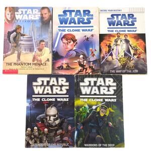 Star Wars Kids Paperback Book Lot 5: Phantom Menace, Clone Wars Decides Destiny